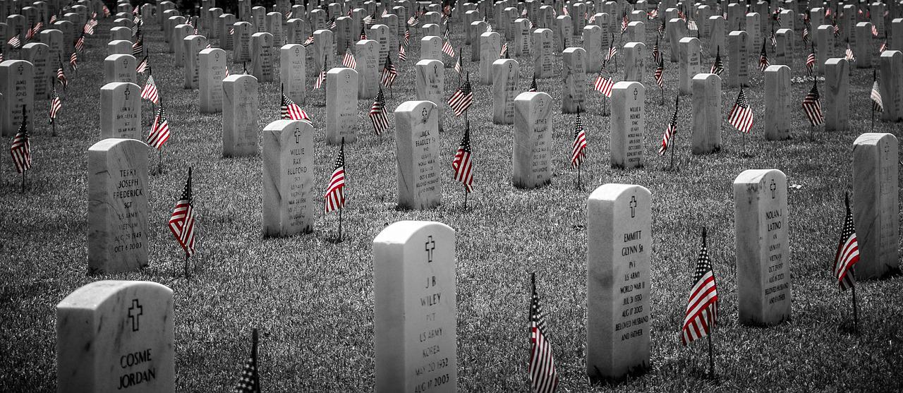 Military Graves with American Flags